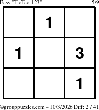 The grouppuzzles.com Easy TicTac-123 puzzle for Saturday October 3, 2026