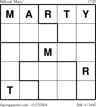 The grouppuzzles.com Difficult Marty puzzle for Wednesday November 27, 2024