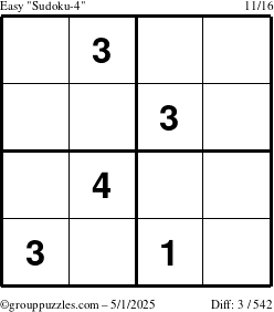 The grouppuzzles.com Easy Sudoku-4 puzzle for Thursday May 1, 2025