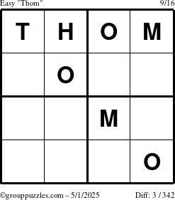 The grouppuzzles.com Easy Thom puzzle for Thursday May 1, 2025
