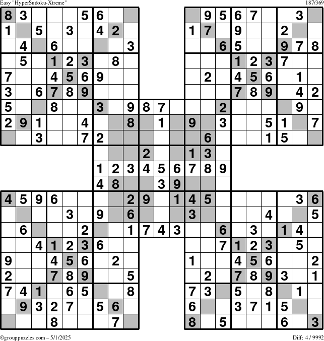 The grouppuzzles.com Easy cover-HyperXtreme puzzle for Thursday May 1, 2025