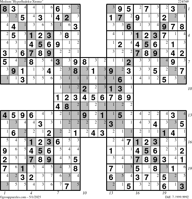 The grouppuzzles.com Medium cover-HyperXtreme puzzle for Thursday May 1, 2025 with all 7 steps marked