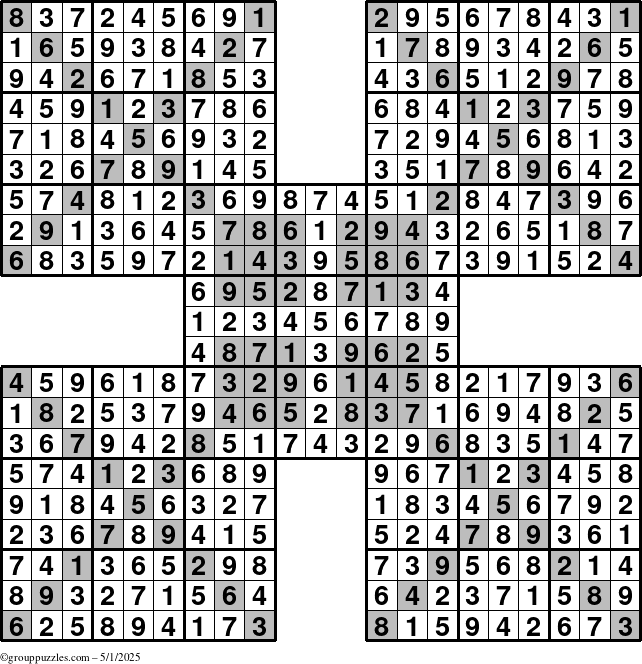 The grouppuzzles.com Answer grid for the cover-HyperXtreme puzzle for Thursday May 1, 2025