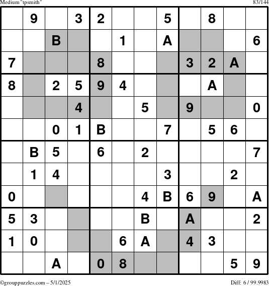 The grouppuzzles.com Medium tpsmith puzzle for Thursday May 1, 2025