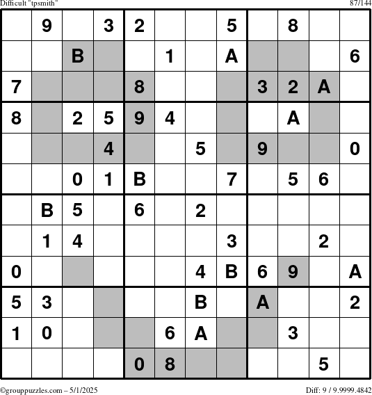 The grouppuzzles.com Difficult tpsmith puzzle for Thursday May 1, 2025