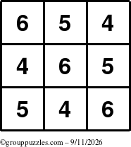 The grouppuzzles.com Answer grid for the TicTac-456 puzzle for Friday September 11, 2026