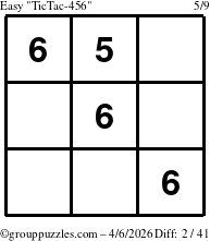The grouppuzzles.com Easy TicTac-456 puzzle for Monday April 6, 2026