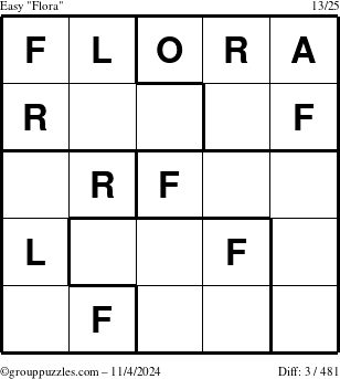 The grouppuzzles.com Easy Flora puzzle for Monday November 4, 2024