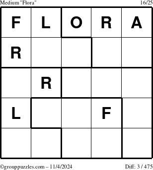 The grouppuzzles.com Medium Flora puzzle for Monday November 4, 2024