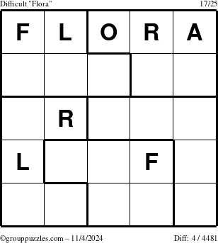 The grouppuzzles.com Difficult Flora puzzle for Monday November 4, 2024