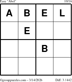 The grouppuzzles.com Easy Abel puzzle for Saturday March 14, 2026
