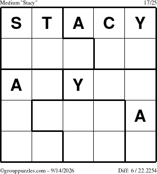 The grouppuzzles.com Medium Stacy puzzle for Monday September 14, 2026