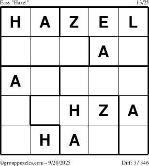 The grouppuzzles.com Easy Hazel puzzle for Saturday September 20, 2025