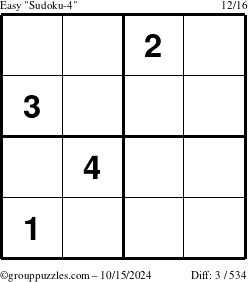 The grouppuzzles.com Easy Sudoku-4 puzzle for Tuesday October 15, 2024