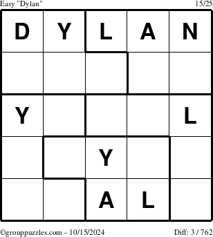 The grouppuzzles.com Easy Dylan puzzle for Tuesday October 15, 2024