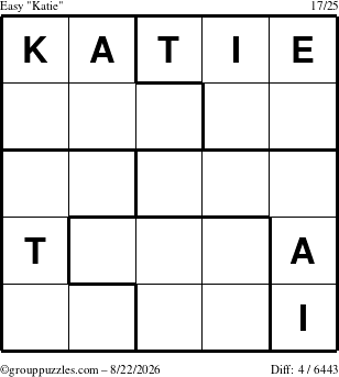 The grouppuzzles.com Easy Katie puzzle for Saturday August 22, 2026