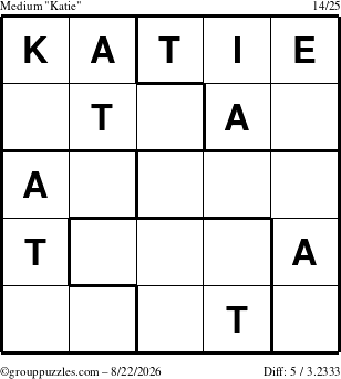 The grouppuzzles.com Medium Katie puzzle for Saturday August 22, 2026