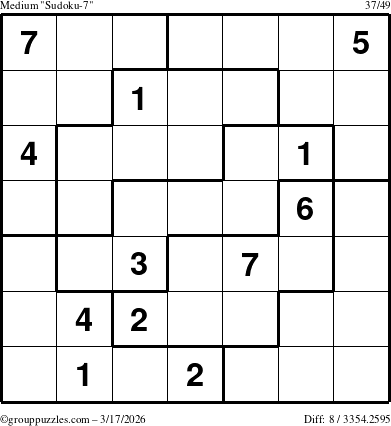 The grouppuzzles.com Medium Sudoku-7 puzzle for Tuesday March 17, 2026