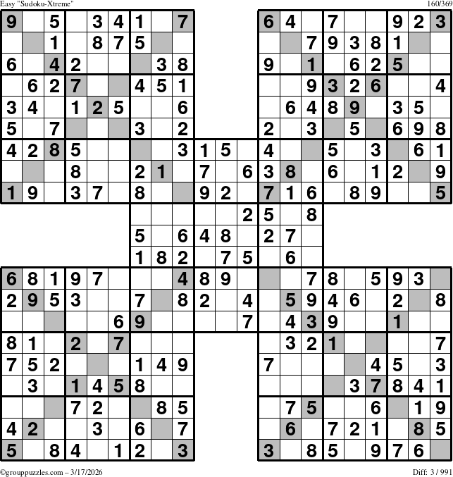 The grouppuzzles.com Easy Sudoku-Xtreme puzzle for Tuesday March 17, 2026