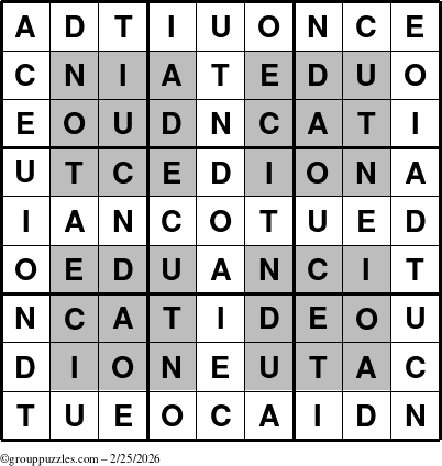 The grouppuzzles.com Answer grid for the HyperEducation-i23 puzzle for Wednesday February 25, 2026