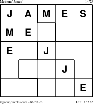 The grouppuzzles.com Medium James puzzle for Sunday August 2, 2026