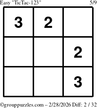 The grouppuzzles.com Easy TicTac-123 puzzle for Saturday February 28, 2026