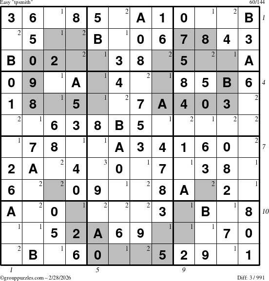 The grouppuzzles.com Easy tpsmith puzzle for Saturday February 28, 2026, suitable for printing, with all 3 steps marked