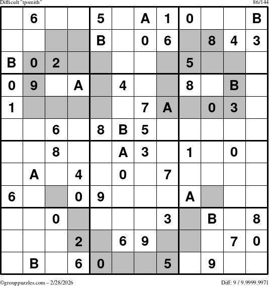 The grouppuzzles.com Difficult tpsmith puzzle for Saturday February 28, 2026