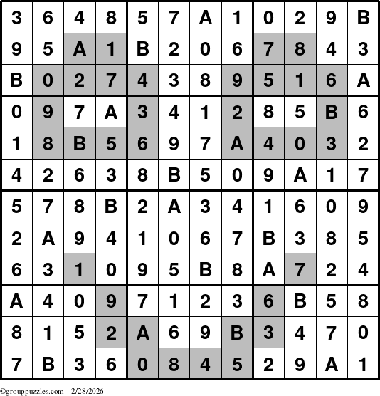 The grouppuzzles.com Answer grid for the tpsmith puzzle for Saturday February 28, 2026