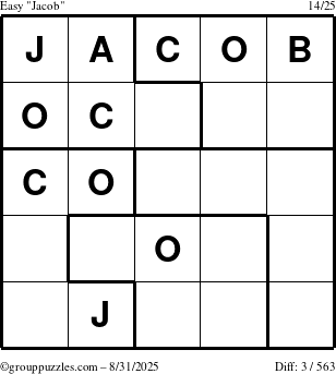 The grouppuzzles.com Easy Jacob puzzle for Sunday August 31, 2025