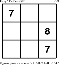 The grouppuzzles.com Easy TicTac-789 puzzle for Sunday August 31, 2025
