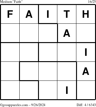 The grouppuzzles.com Medium Faith puzzle for Thursday September 26, 2024