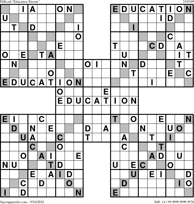 The grouppuzzles.com Difficult Education-Xtreme puzzle for Thursday September 26, 2024