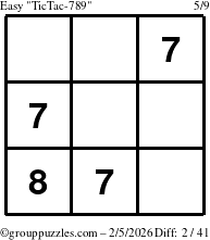 The grouppuzzles.com Easy TicTac-789 puzzle for Thursday February 5, 2026