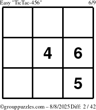 The grouppuzzles.com Easy TicTac-456 puzzle for Friday August 8, 2025