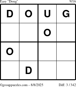 The grouppuzzles.com Easy Doug puzzle for Friday August 8, 2025