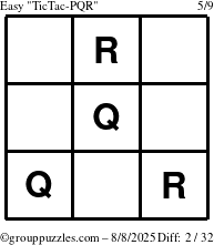 The grouppuzzles.com Easy TicTac-PQR puzzle for Friday August 8, 2025