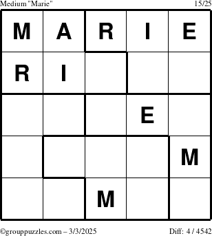 The grouppuzzles.com Medium Marie puzzle for Monday March 3, 2025