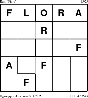 The grouppuzzles.com Easy Flora puzzle for Monday August 11, 2025