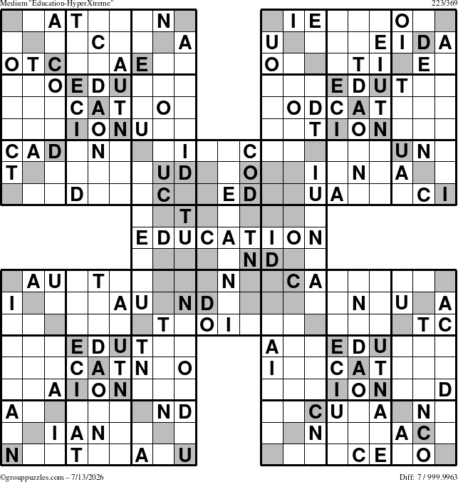 The grouppuzzles.com Medium Education-HyperXtreme puzzle for Monday July 13, 2026
