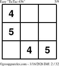 The grouppuzzles.com Easy TicTac-456 puzzle for Friday January 16, 2026