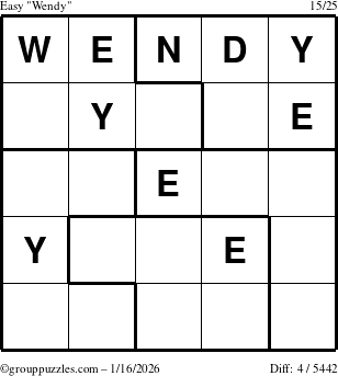 The grouppuzzles.com Easy Wendy puzzle for Friday January 16, 2026