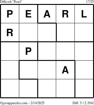 The grouppuzzles.com Difficult Pearl puzzle for Friday February 14, 2025