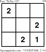 The grouppuzzles.com Easy TicTac-123 puzzle for Saturday July 19, 2025