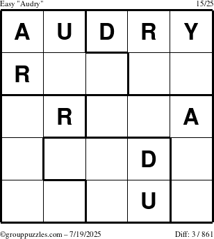 The grouppuzzles.com Easy Audry puzzle for Saturday July 19, 2025