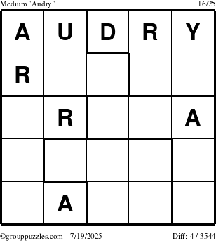 The grouppuzzles.com Medium Audry puzzle for Saturday July 19, 2025
