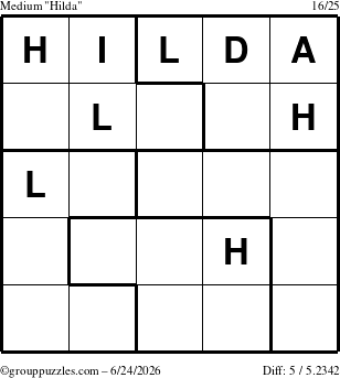 The grouppuzzles.com Medium Hilda puzzle for Wednesday June 24, 2026