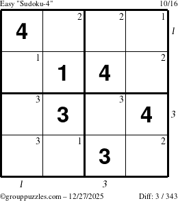 The grouppuzzles.com Easy Sudoku-4 puzzle for Saturday December 27, 2025 with all 3 steps marked
