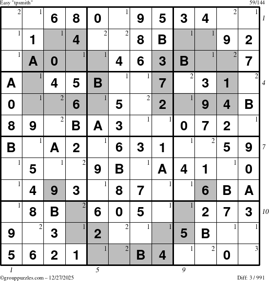 The grouppuzzles.com Easy tpsmith puzzle for Saturday December 27, 2025 with all 3 steps marked