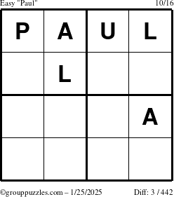 The grouppuzzles.com Easy Paul puzzle for Saturday January 25, 2025